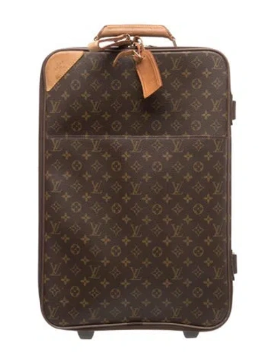 Pre-owned Louis Vuitton Brown And Patterned Damier Ebene Suitcase