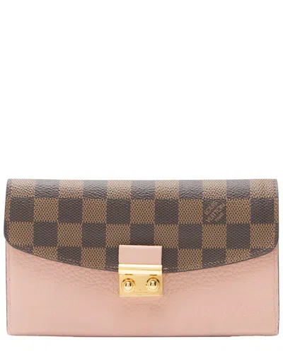 Pre-owned Louis Vuitton Brown & Pink Coated Canvas Croisette Wallet (authentic Pre-  Loved)