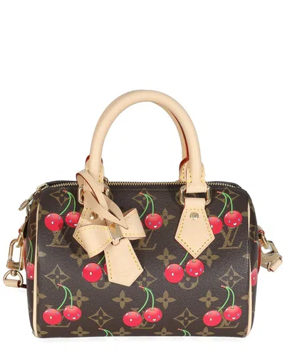 Pre-owned Louis Vuitton Brown & Red Monogram Canvas X Tm Speedy Bandouliere 20  (authentic Pre-loved)