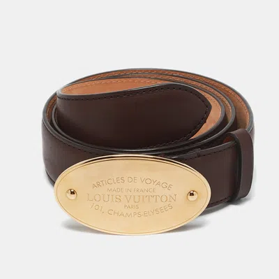 Pre-owned Louis Vuitton Brown Articles De Voyage Leather Belt 85cm