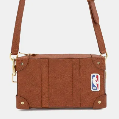 Pre-owned Louis Vuitton Brown Ball Grain Leather Monogram Pattern Lvxnba Soft Trunk