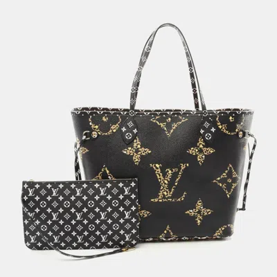 Pre-owned Louis Vuitton Brown Black Monogram Jungle Neverfull Mm Tote Bag