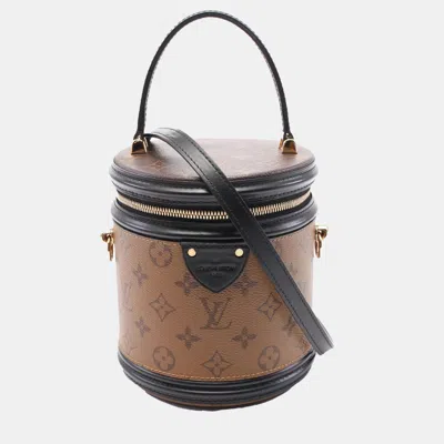 Pre-owned Louis Vuitton Brown Black Monogram Reverse Coated Canvas Leather Cannes Handbag