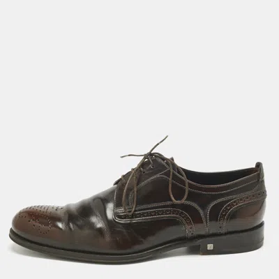 Pre-owned Louis Vuitton Brown Brogue Leather Lace Up Derby Size 42