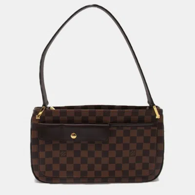 Pre-owned Louis Vuitton Brown Canvas Damier Ebene Aubagne Shoulder Bag