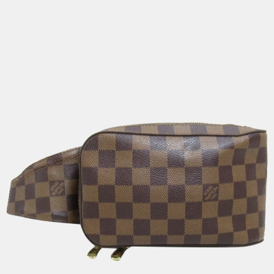 Pre-owned Louis Vuitton Brown Canvas Damier Ebene Geronimos Belt Bag