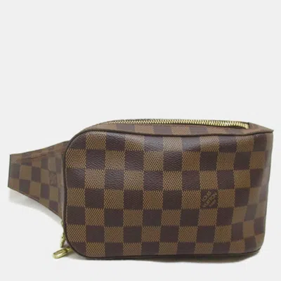 Pre-owned Louis Vuitton Brown Canvas Damier Ebene Geronimos Shoulder Bag