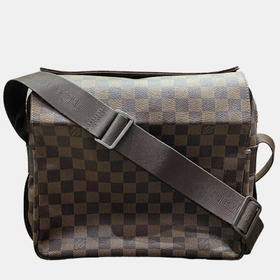Pre-owned Louis Vuitton Brown Canvas Damier Ebene Naviglio Messenger Bag