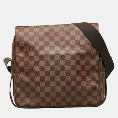 Pre-owned Louis Vuitton Brown Canvas Damier Ebene Naviglio Messenger Bag