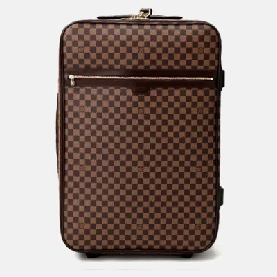 Pre-owned Louis Vuitton Brown Canvas Damier Ebene Pegase Suitcase