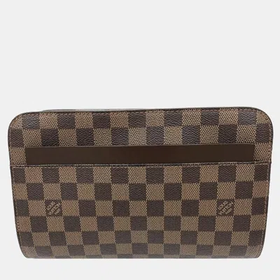 Pre-owned Louis Vuitton Brown Canvas Damier Ebene Saint Louis Clutch