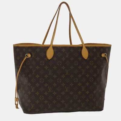 Pre-owned Louis Vuitton Brown Canvas Gm Neverfull Tote