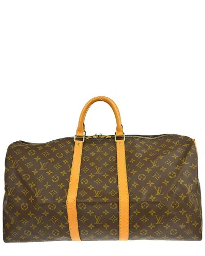 Pre-owned Louis Vuitton Brown Canvas Keepall Bandoulière Travel Bag (authentic Pre-  Loved)