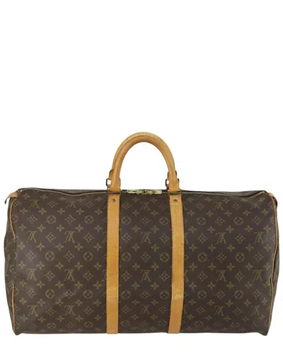 Pre-owned Louis Vuitton Brown Canvas Keepall Travel Bag (authentic Pre-loved)
