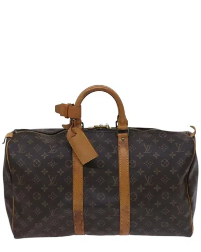 Pre-owned Louis Vuitton Brown Canvas Keepall Travel Bag (authentic Pre-loved)