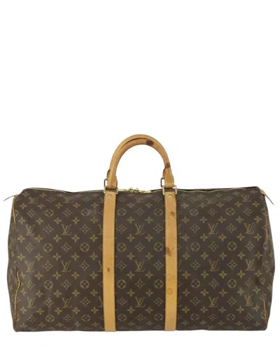 Pre-owned Louis Vuitton Brown Canvas Keepall Travel Bag (authentic Pre-loved)