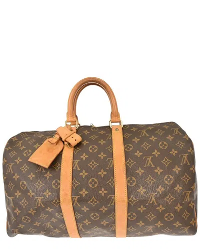 Pre-owned Louis Vuitton Brown Canvas Keepall Travel Bag (authentic Pre-loved)