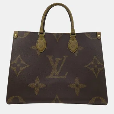 Pre-owned Louis Vuitton Brown Canvas Mm Onthego Tote