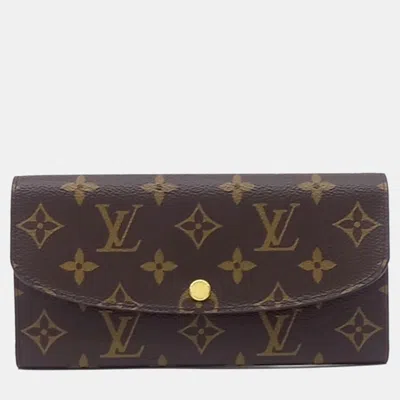 Pre-owned Louis Vuitton Brown Canvas Monogram Emily Wallet