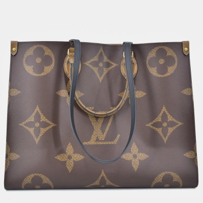 Pre-owned Louis Vuitton Brown Canvas Monogram Giant Reverse Onthego Gm