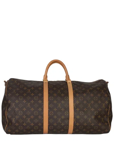 Pre-owned Louis Vuitton Brown Canvas Monogram Keepall Bandolieure 55 (authentic Pre-  Loved)