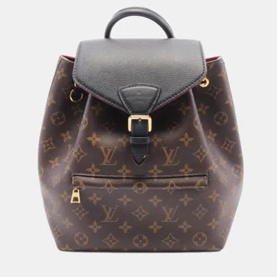Pre-owned Louis Vuitton Montsouris Nm Pm Backpack Coated Canvas Leather Monogram Brown Black