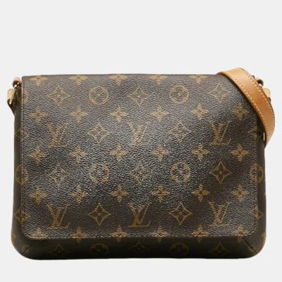 Pre-owned Louis Vuitton Brown Canvas Monogram Musette Tango Short Strap Bag