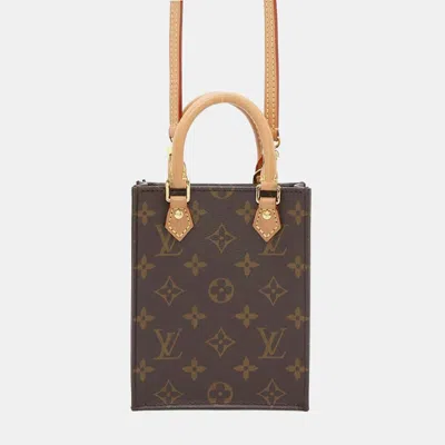 Pre-owned Louis Vuitton Brown Canvas Monogram Petit Sac Plat Mini Handbag