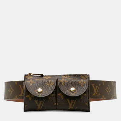 Pre-owned Louis Vuitton Brown Canvas Monogram Pochette Duo Belt Bag