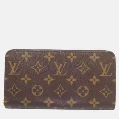 Pre-owned Louis Vuitton Brown Canvas Monogram Zippy Wallet