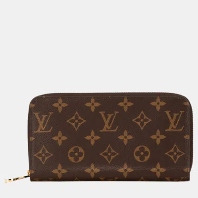 Pre-owned Louis Vuitton Brown Canvas Monogram Zippy Wallet