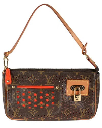 Pre-owned Louis Vuitton Brown Canvas Perforated Pochette Accessoires (authentic Pre-  Loved)