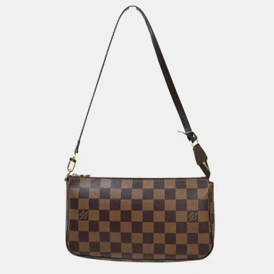 Pre-owned Louis Vuitton Brown Canvas Pochette Accessoires Shoulder Bag