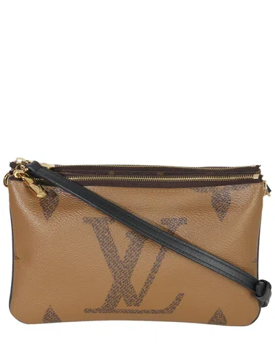 Louis Vuitton Brown Canvas Reverse Monogram Giant Double Zip Pochette (authentic Pre-loved)