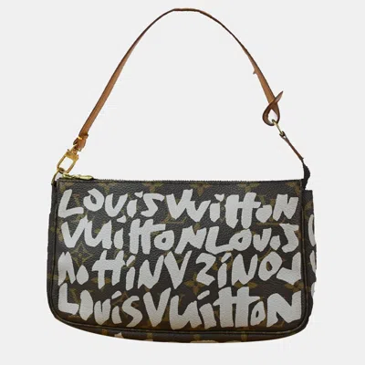 Pre-owned Louis Vuitton Brown Canvas Stephen Sprouse Graffiti Pochette Accessoires Clutch