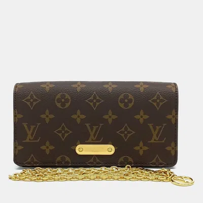 Pre-owned Louis Vuitton Brown Canvas Wallet On Chain Lily M82509