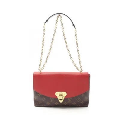 Pre-owned Louis Vuitton Brown Cerise Red Color Coated Canvas Leather Shoulder Bag ()