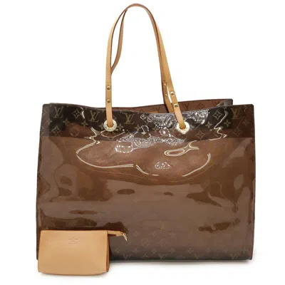 Pre-owned Louis Vuitton Brown Clear Vinyl Leather Beach Bag Shoulder Bag Tote Bag () In Multi