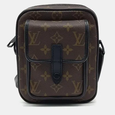 Pre-owned Louis Vuitton Brown Coated Canvas And Leather Christopher Wearable Wallet