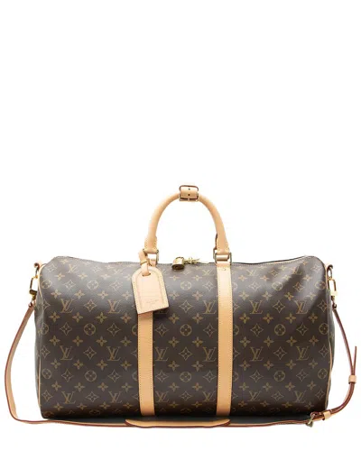 Pre-owned Louis Vuitton Brown Coated Canvas & Leather Keepall Bandouliere 50 (authentic  Pre-loved)