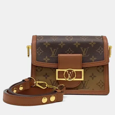 Pre-owned Louis Vuitton Brown Coated Canvas And Leather Mini Dauphine Bag