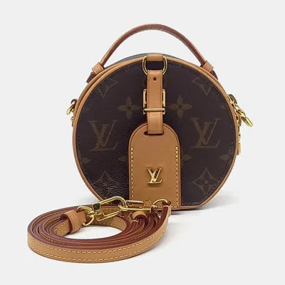Pre-owned Louis Vuitton Brown Coated Canvas And Leather Monogram Mini Boite Chapeau Bag