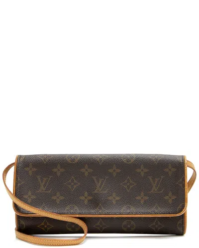 Pre-owned Louis Vuitton Brown Coated Canvas & Leather Pochette Twin Gm (authentic Pre-  Owned)