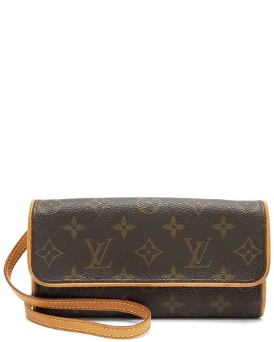 Pre-owned Louis Vuitton Brown Coated Canvas & Leather Vintage Pochette Twin Pm  (authentic Pre-loved)