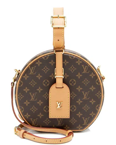 Pre-owned Louis Vuitton Brown Coated Canvas & Monogram Canvas Petite Boite Chapeau  (authentic Pre-loved)
