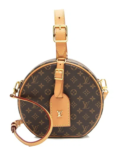 Pre-owned Louis Vuitton Brown Coated Canvas & Monogram Canvas Petite Boite Chapeau  (authentic Pre-loved)