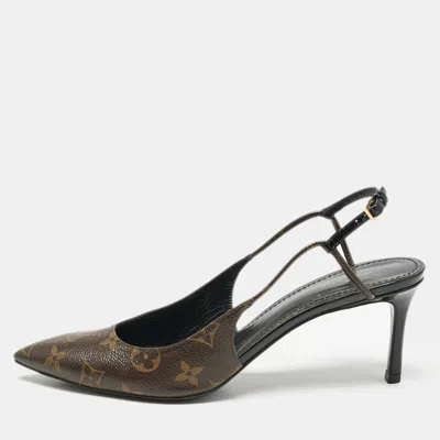 Pre-owned Louis Vuitton Brown Coated Canvas Cherie Slingback Pumps Size 40