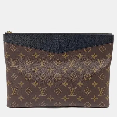 Pre-owned Louis Vuitton Brown Coated Canvas Daily Clutch
