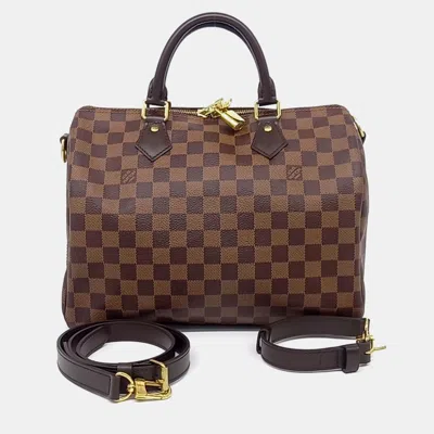 Pre-owned Louis Vuitton Brown Coated Canvas Damier Bandouliere Speedy 30