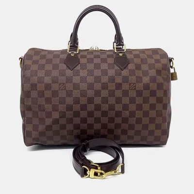 Pre-owned Louis Vuitton Brown Coated Canvas Damier Bandouliere Speedy 35